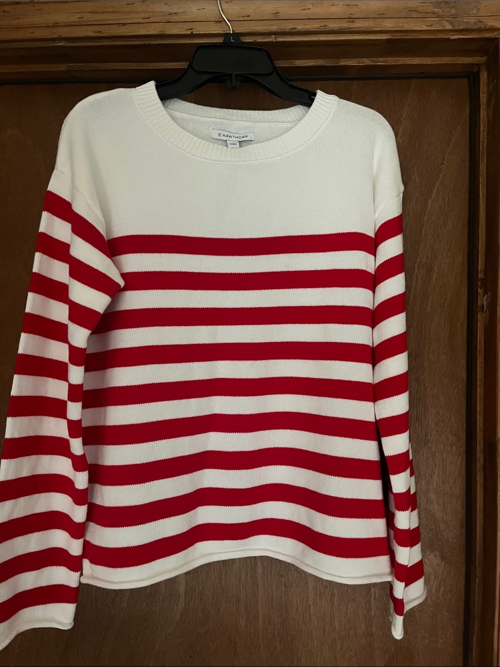 41 Hawthorn Red and White Striped Crewneck Sweater